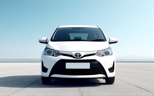 A white Toyota Vios economy car
